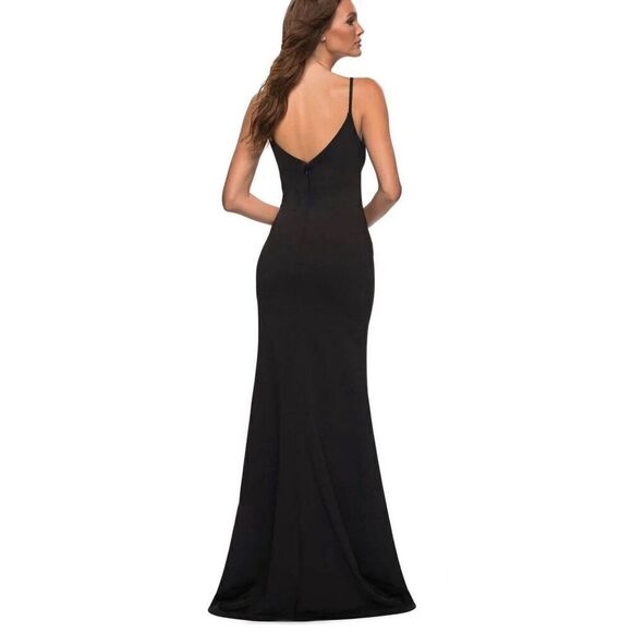 La Femme - 30072 Spaghetti Strap High Slit Gown. Size 10. Black. NWOT. 14 - Picture 2 of 8